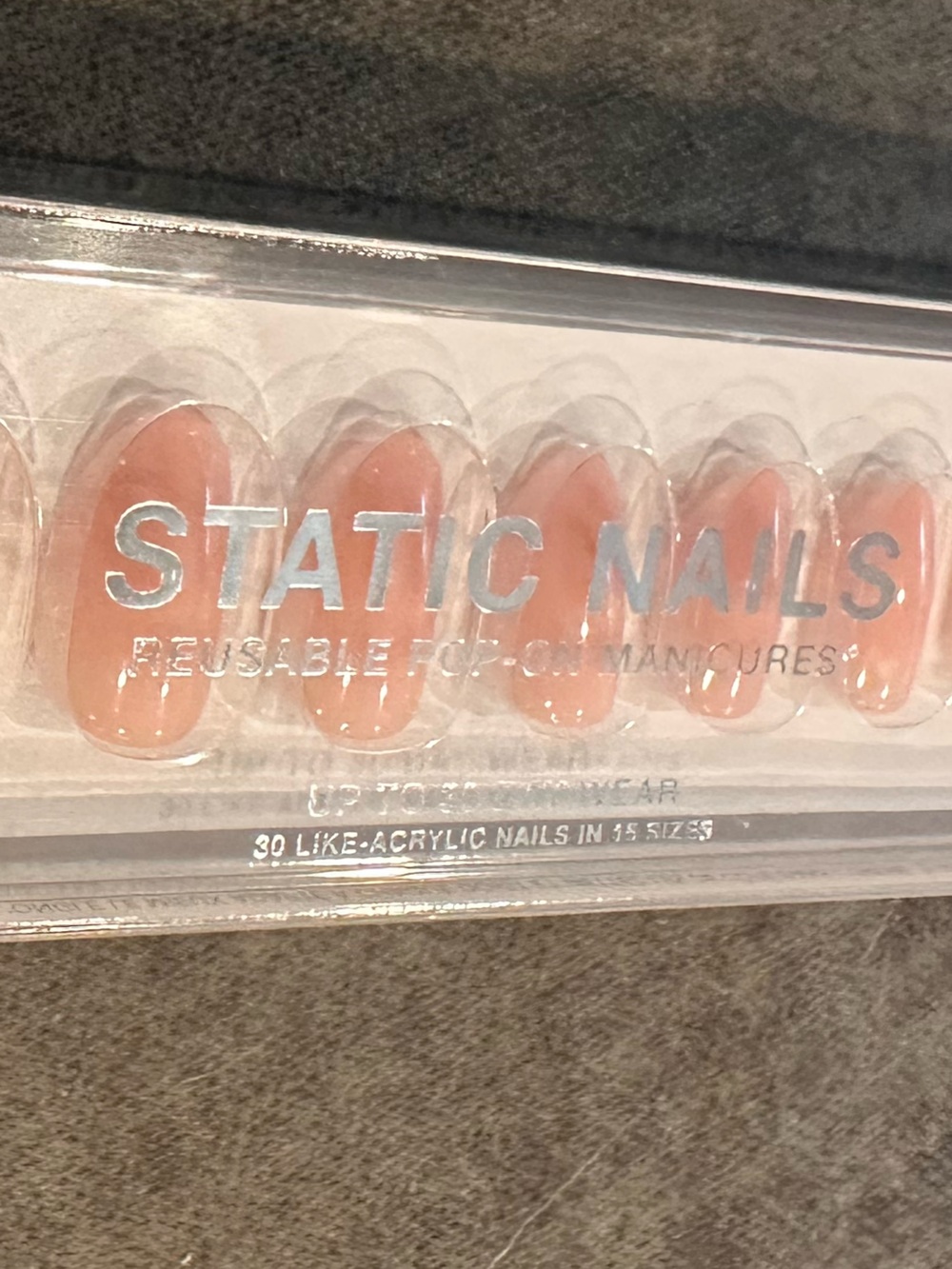 STATIC NAILS Jet Setter Round Nude Press-On Nail Set Acrylic Pop On Manicure